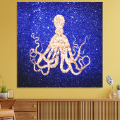 Octopus Sea Rose Gold Cobalt Blue Glitzer Leinwanddruck (Insitu (Wohnzimmer))
