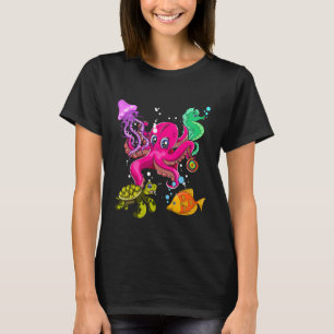 Octopus-Seepferd-Quallen-Qualle Niedlich Animan T-Shirt