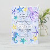 Octopus Seepferd Starfish Beach Blue Baby Dusche (Stehend Vorderseite)