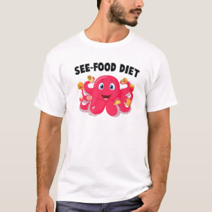 Octopus - Siehe Nahrung - Eiscreme - Kuchen - Pizz T-Shirt
