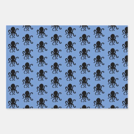 Octopus-Silhouette Geschenkpapier Set (Vorderseite 3)