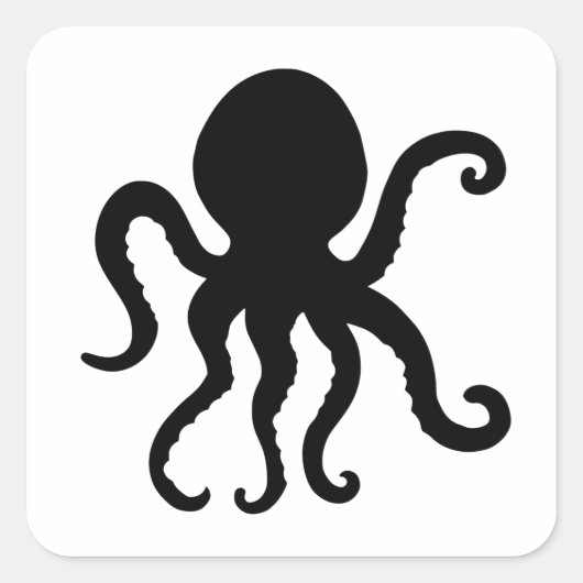 Octopus-Silhouette Quadratischer Aufkleber (Vorderseite)