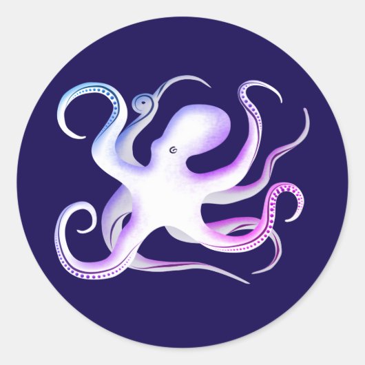 Octopus-Silhouette Runder Aufkleber (Vorderseite)