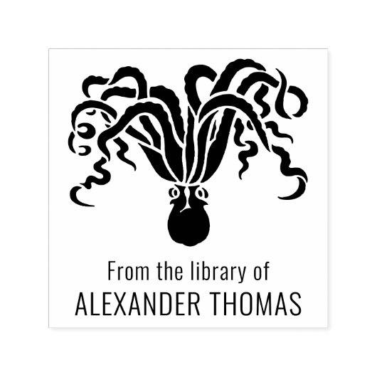 Octopus Silhouette Sea #2 Bibliotheksname Permastempel (Design)