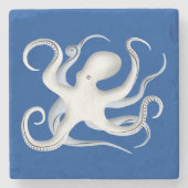 Octopus-Silhouette Steinuntersetzer (Vorderseite)