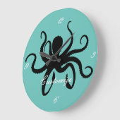 Octopus Silhouette Thunder_Cove Große Wanduhr (Winkel)
