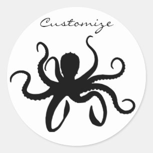 Octopus Silhouette Thunder_Cove Runder Aufkleber