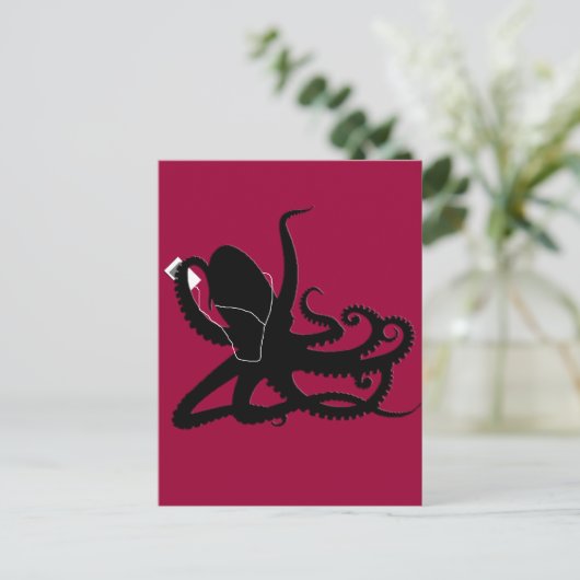 Octopus Sillouette MP3 Werbefläche Postkarte (Stehend Vorderseite)