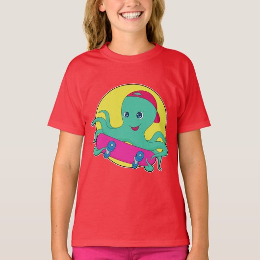 Octopus Skater Skateboard T-Shirt (Vorderseite)