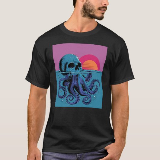 Octopus Skull Halloween Skeleton Graphic Men Women T-Shirt (Vorderseite)