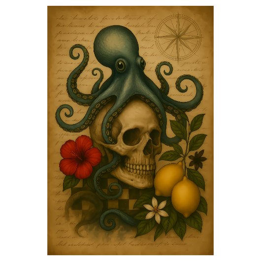 Octopus Skull Nautical Gothic Dekoration mit Zitro Seidenpapier