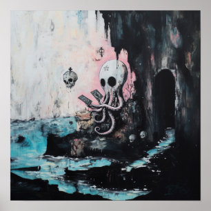 Octopus Skull Tarot Hexy AI Art Matt Value Poster