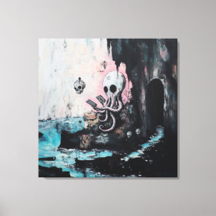 Octopus Skull Tarot Oracle Cards Hexy AI Art Leinwanddruck