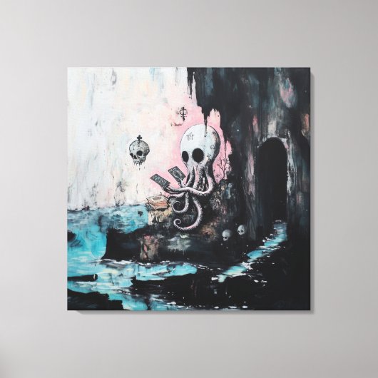 Octopus Skull Tarot Oracle Cards Hexy AI Art Leinwanddruck (Vorderseite)