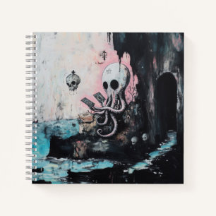 Octopus Skull Tarot Oracle Cards Hexy AI Art Notizblock