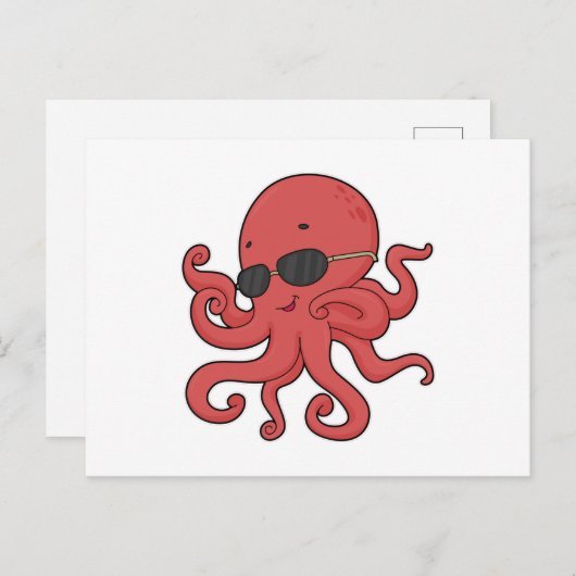 Octopus-Sonnenbrille Postkarte (Vorne/Hinten)