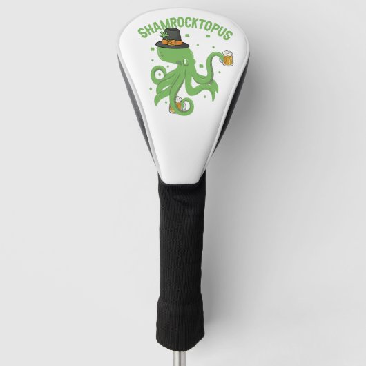 Octopus St Patricks Day Shamrocktopus Leprechaun Golf Headcover (Vorderseite)