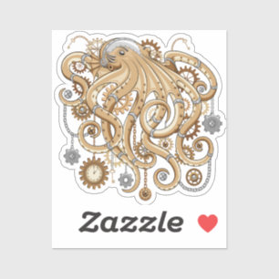 Octopus Steampunk Surreal Retro Style Machine Aufkleber