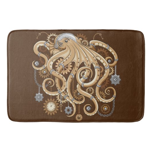 Octopus Steampunk Surreal Retro Style Machine Badematte (Vorderseite)