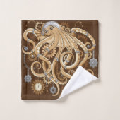 Octopus Steampunk Surreal Retro Style Machine Badhandtuch Set (Waschlappen)