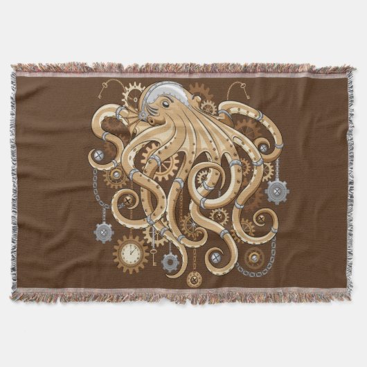 Octopus Steampunk Surreal Retro Style Machine Decke (Vorderseite)