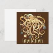 Octopus Steampunk Surreal Retro Style Machine Einladung (Vorne/Hinten)
