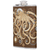 Octopus Steampunk Surreal Retro Style Machine Flachmann (Links)