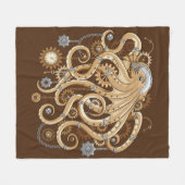 Octopus Steampunk Surreal Retro Style Machine Fleecedecke (Vorderseite (Horizontal))