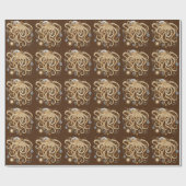 Octopus Steampunk Surreal Retro Style Machine Geschenkpapier (Flach)