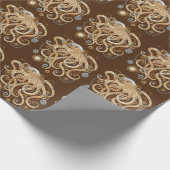 Octopus Steampunk Surreal Retro Style Machine Geschenkpapier (Ecke)