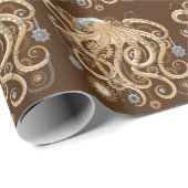 Octopus Steampunk Surreal Retro Style Machine Geschenkpapier (Rolleneckpunkt)