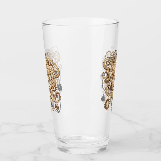 Octopus Steampunk Surreal Retro Style Machine Glas (Links)