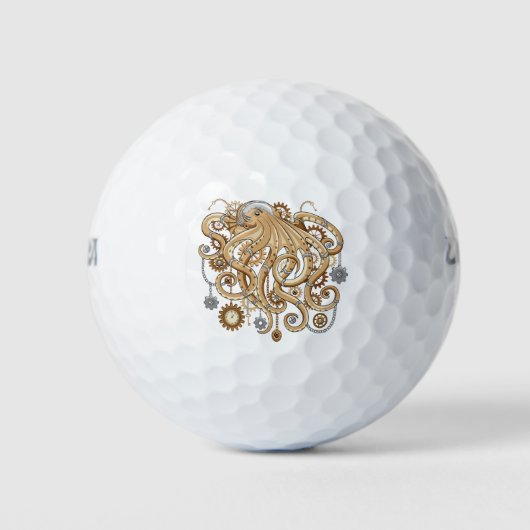 Octopus Steampunk Surreal Retro Style Machine Golfball (Vorderseite)