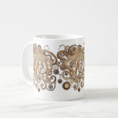 Octopus Steampunk Surreal Retro Style Machine Kaffeetasse (Vorderseite Links)
