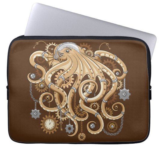 Octopus Steampunk Surreal Retro Style Machine Laptopschutzhülle (Vorderseite)