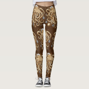 Octopus Steampunk Surreal Retro Style Machine Leggings