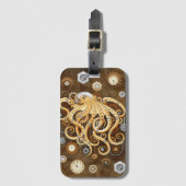 Octopus Steampunk Surreal Retro Style Machine Note Gepäckanhänger (Vorderseite Vertikal)