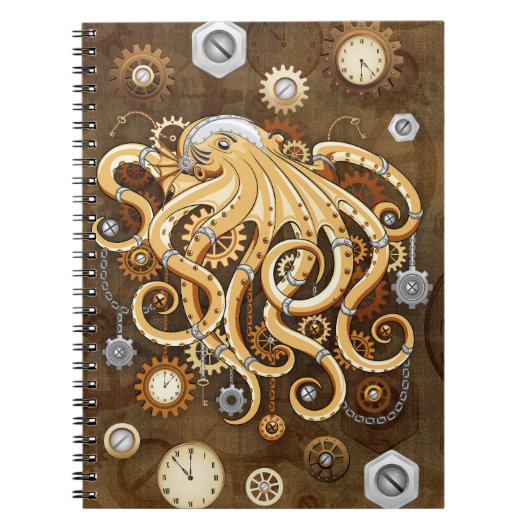 Octopus Steampunk Surreal Retro Style Machine Notizblock (Vorderseite)