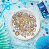 Octopus Steampunk Surreal Retro Style Machine Pappteller (Party)