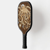 Octopus Steampunk Surreal Retro Style Machine Pickleball Schläger (Links)