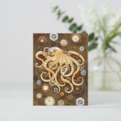 Octopus Steampunk Surreal Retro Style Machine Postkarte (Stehend Vorderseite)