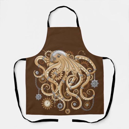 Octopus Steampunk Surreal Retro Style Machine Schürze (Vorderseite)