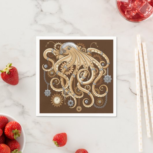 Octopus Steampunk Surreal Retro Style Machine Serviette (Beispiel)