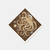 Octopus Steampunk Surreal Retro Style Machine Serviette (Ecke)