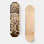 Octopus Steampunk Surreal Retro Style Machine Skateboard (Vorderseite)