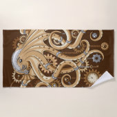 Octopus Steampunk Surreal Retro Style Machine Strandtuch (Vorderseite)