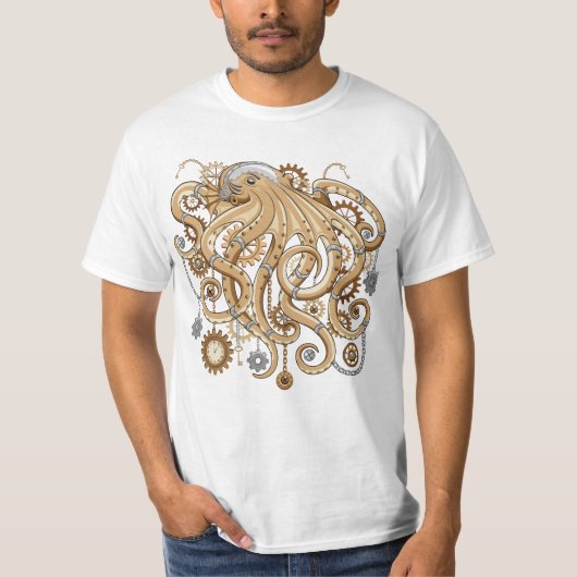 Octopus Steampunk Surreal Retro Style Machine T-Shirt (Vorderseite)