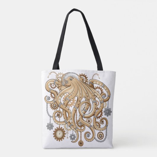 Octopus Steampunk Surreal Retro Style Machine Tasche (Rückseite)