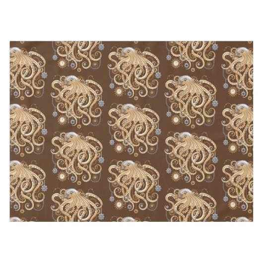 Octopus Steampunk Surreal Retro Style Machine Tischdecke (Vorderseite (Horizontal))