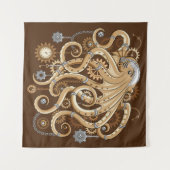 Octopus Steampunk Surreal Retro Style Machine Wandteppich (Vorderseite (Horizontal))